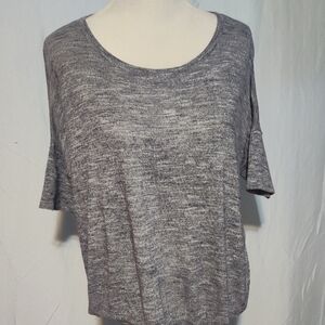 LOFT Heathered Gray Short Sleeve Top Size Large Women's